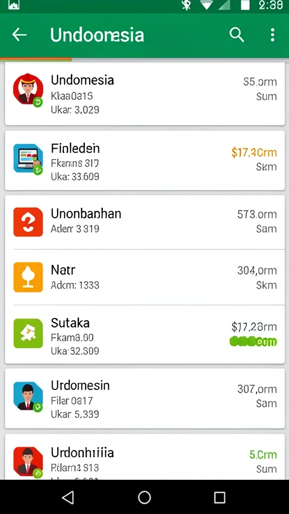 Memperlihatkan variasi permainan yang tersedia.