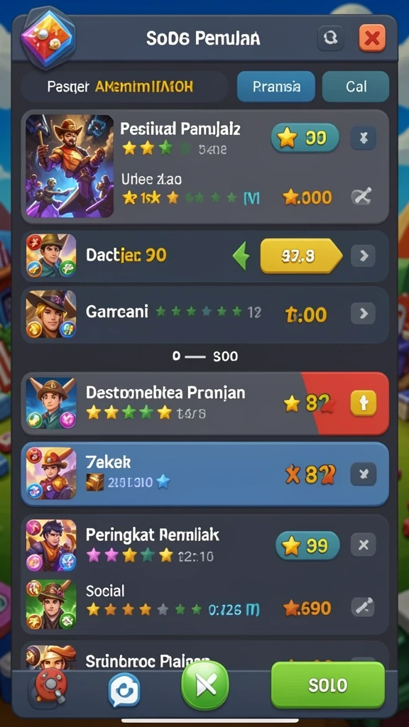 Fitur turnamen dengan hadiah menarik yang seru.